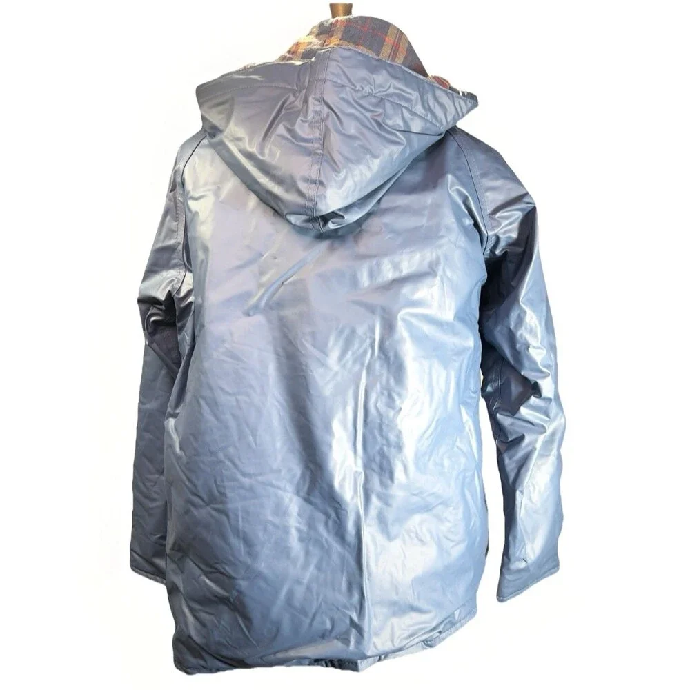 Misty Harbor Nylon Jacket Size XS Women's Peacock Blue Vinyl Outdoorsy Gorp Coat
